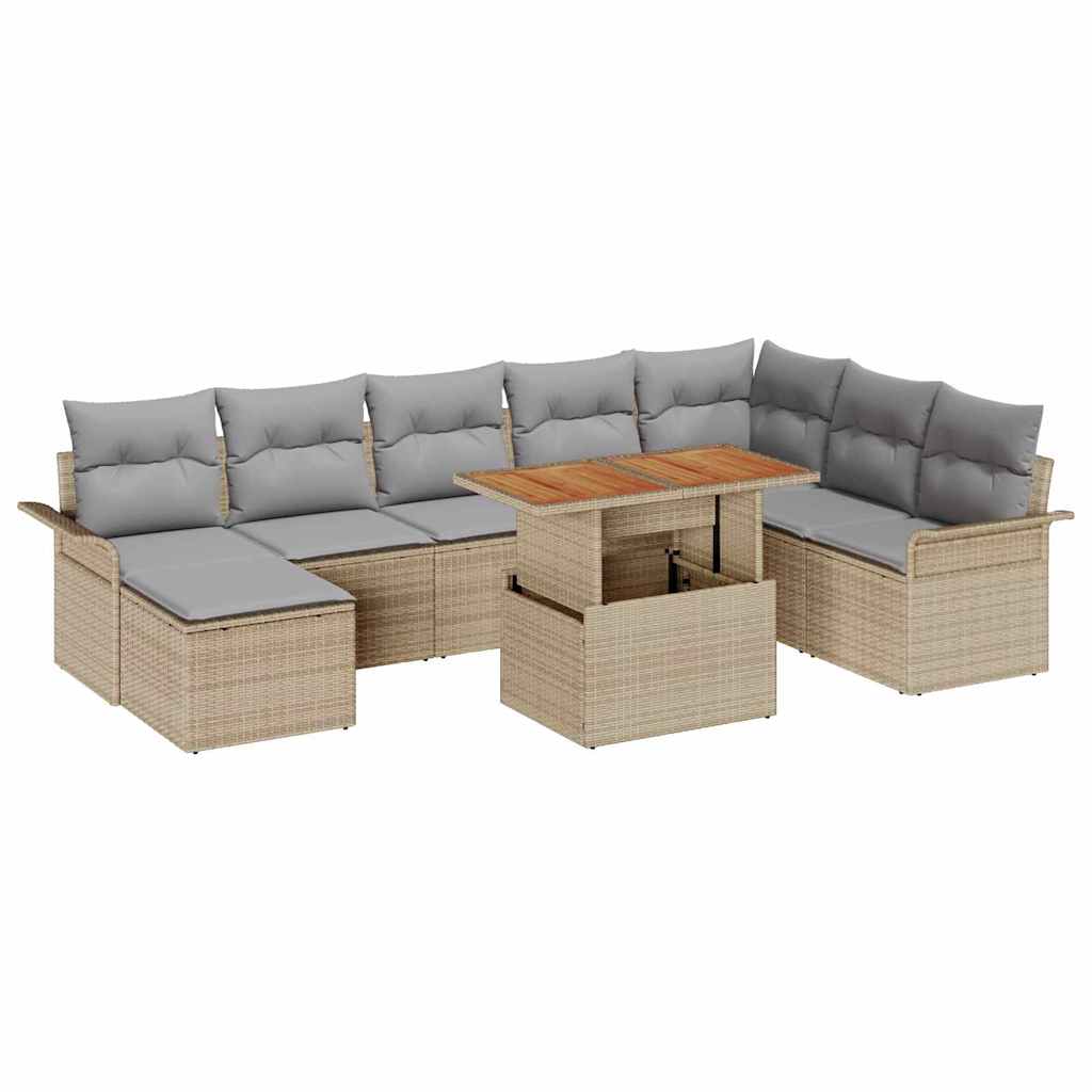 vidaXL Ensemble de canapés de jardin avec coussins 9 pcs Beige et Gris clair