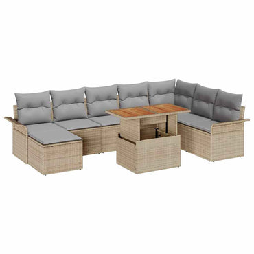 vidaXL Ensemble de canapés de jardin avec coussins 9 pcs Beige et Gris clair