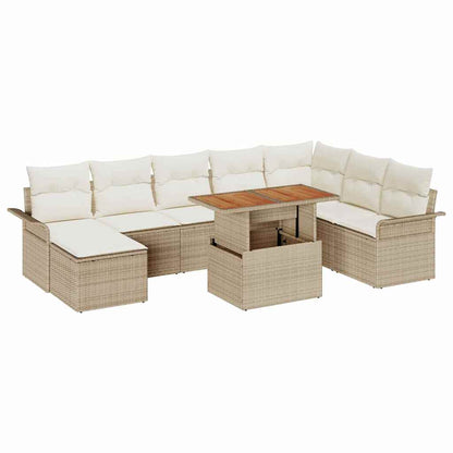 Garten-Sofa-Set mit Kissen 9 pcs Beige und Creme