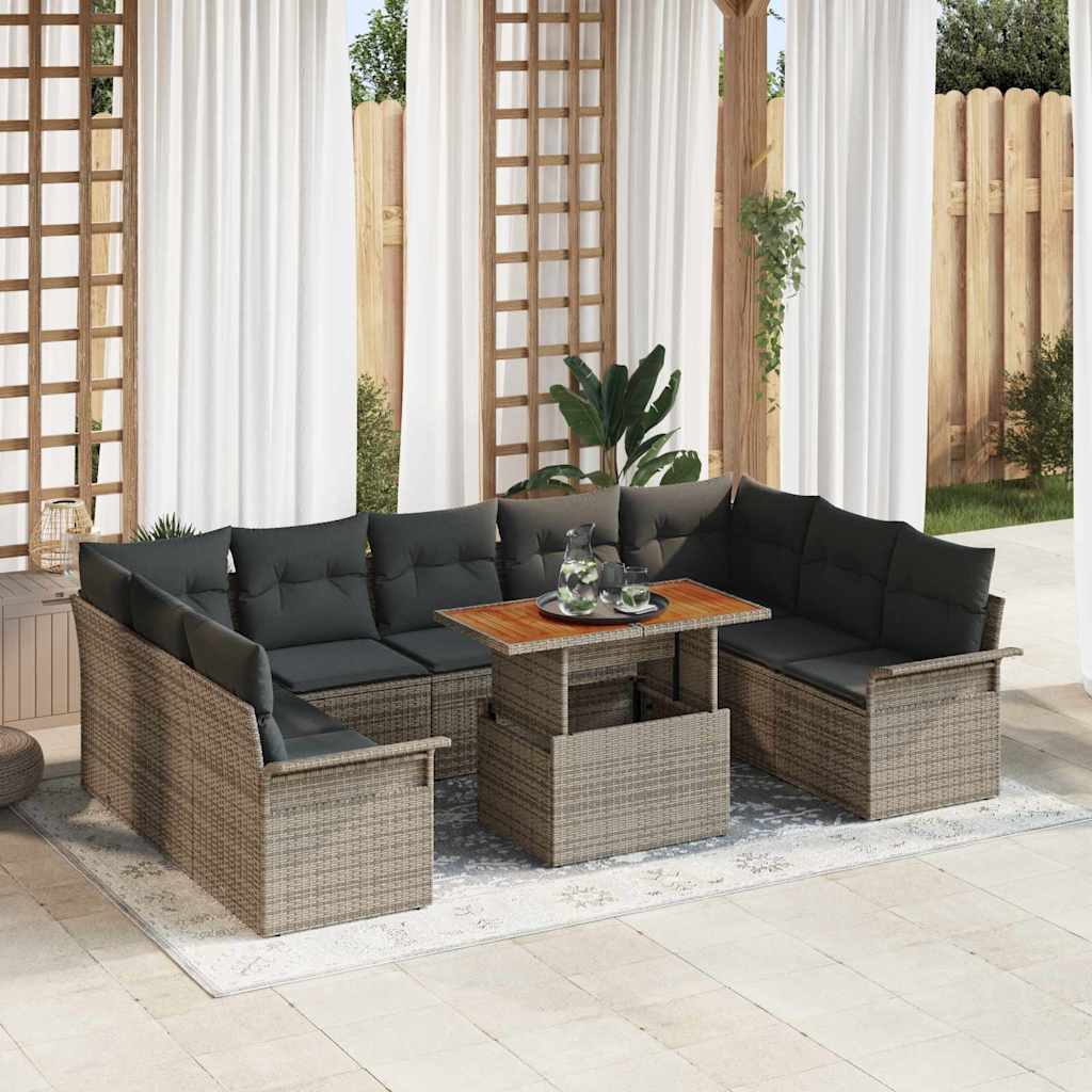 Garten-Sofa-Set mit Kissen 10 pcs Grau