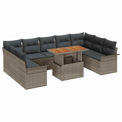 Garten-Sofa-Set mit Kissen 10 pcs Grau