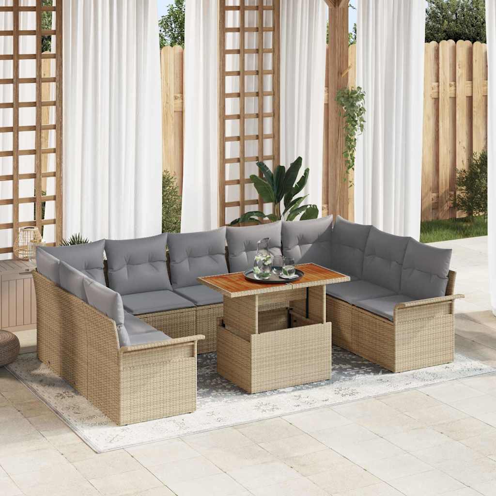 vidaXL Ensemble de canapés de jardin avec coussins 10 pcs Beige et gris clair
