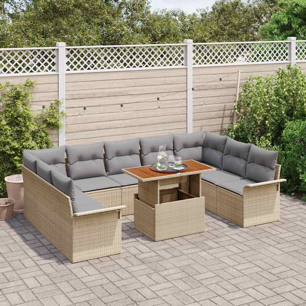 vidaXL Ensemble de canapés de jardin avec coussins 10 pcs Beige et gris clair