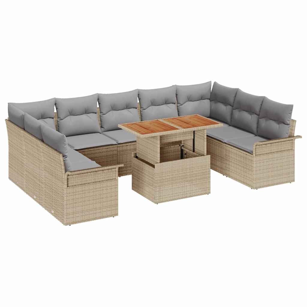 vidaXL Ensemble de canapés de jardin avec coussins 10 pcs Beige et gris clair