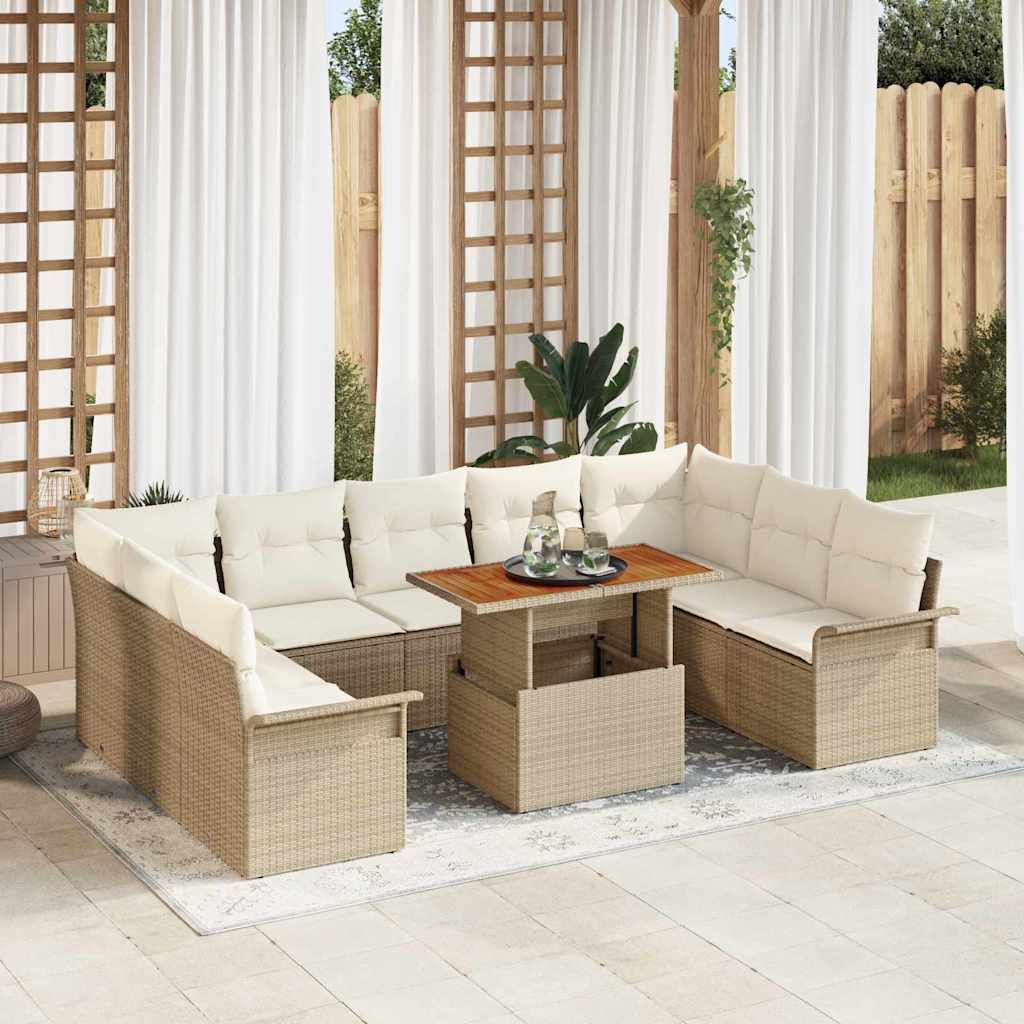 vidaXL Ensemble de canapés de jardin avec coussins 10 pcs Beige et crème