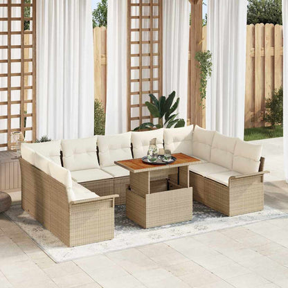 vidaXL Ensemble de canapés de jardin avec coussins 10 pcs Beige et crème