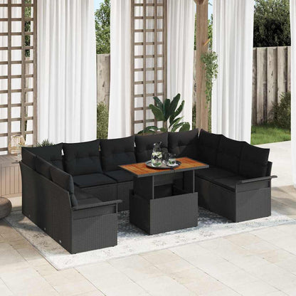 vidaXL Salon de jardin avec coussins 10 pcs Noir