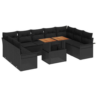 vidaXL Salon de jardin avec coussins 10 pcs Noir