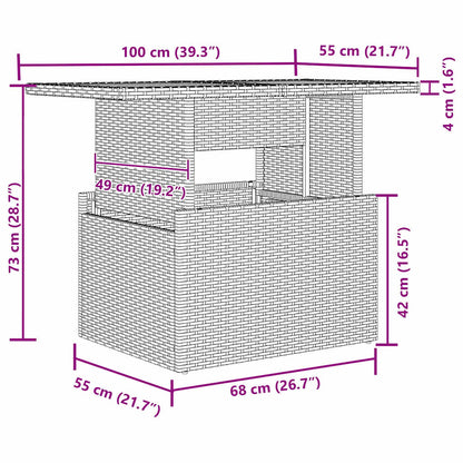 Gartensofa-set mit Kissen 7 pcs Schwarz Poly-Rattan
