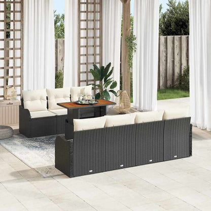 Garten-Sofa-Set mit Kissen 8 pcs Schwarz und Creme