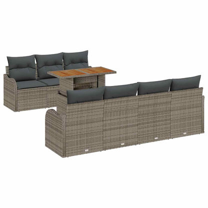 Garten-Sofa-Set mit Kissen 8 pcs Grau