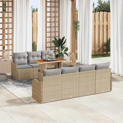 Garten-Sofa-Set mit Kissen 8 pcs Beige und Hellgrau