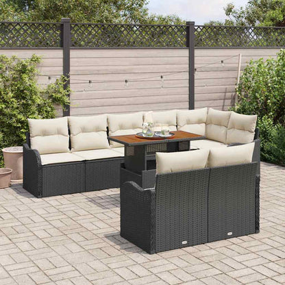 vidaXL Ensemble de canapés de jardin avec coussins 9 pcs Noir et crème
