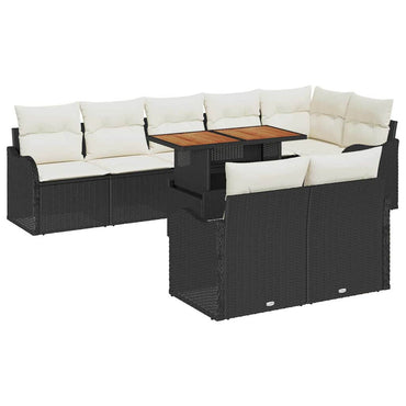 vidaXL Ensemble de canapés de jardin avec coussins 9 pcs Noir et crème