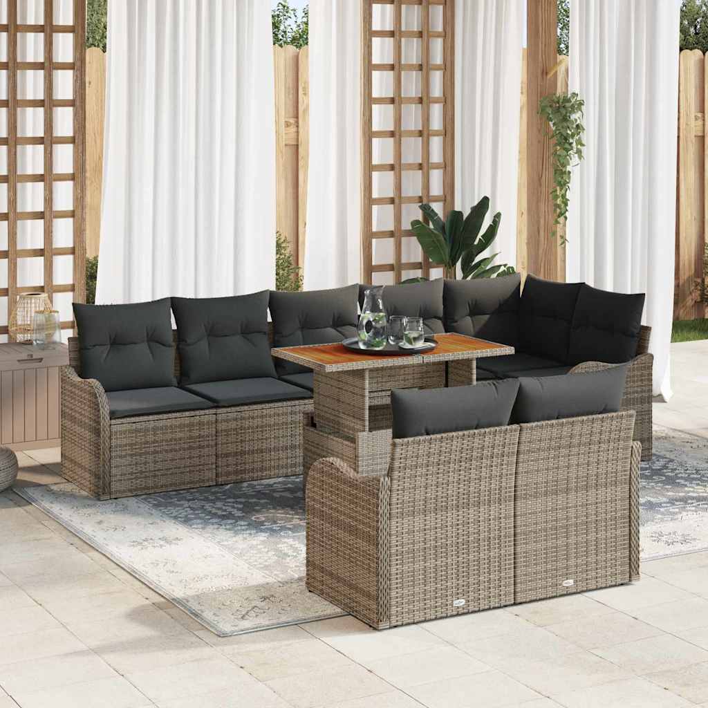 vidaXL Salon de jardin 9 pièces avec coussins gris