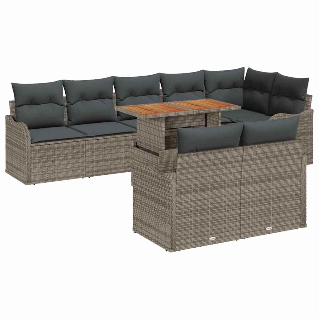 vidaXL Salon de jardin 9 pièces avec coussins gris