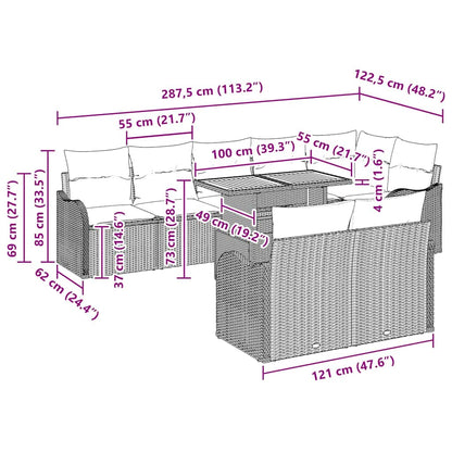 Garten-Sofa-Set mit Kissen 9 pcs Beige und Creme