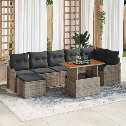 Garten-Sofa-Set mit Kissen mit Speicher 8 pcs Grau