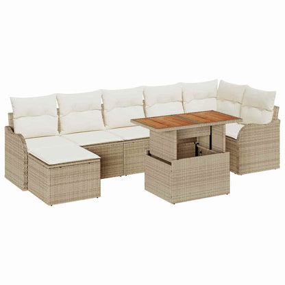 Garten-Sofa-Set mit Kissen mit Speicher 8 pcs Beige und Creme