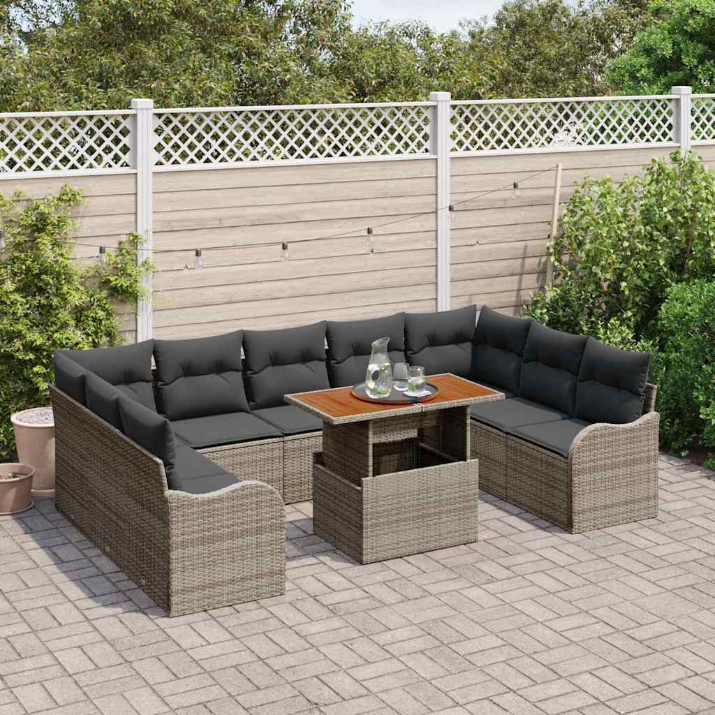 Garten-Sofa-Set mit Kissen 10 pcs Grau