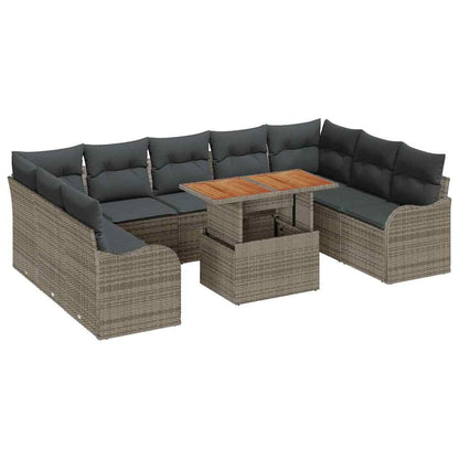 Garten-Sofa-Set mit Kissen 10 pcs Grau