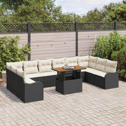 Garten-Sofa-Set mit Kissen 11 pcs Schwarz und Creme