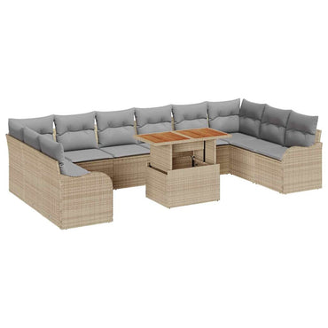 vidaXL Salon de jardin avec coussins 11 pcs Beige et Gris clair