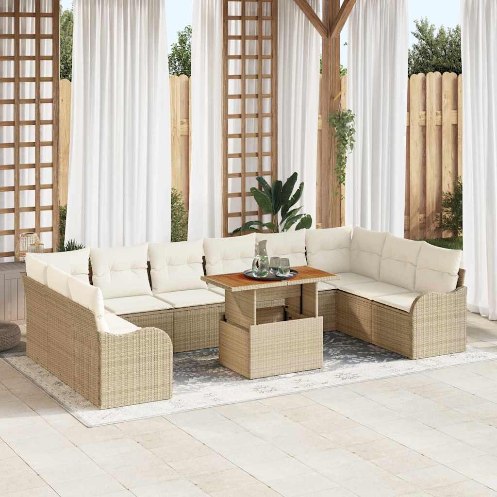 vidaXL Salon de jardin avec coussins 11 pcs Beige et Crème