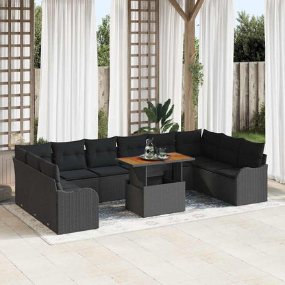 vidaXL Ensemble de canapés de jardin avec coussins 11 pcs Noir