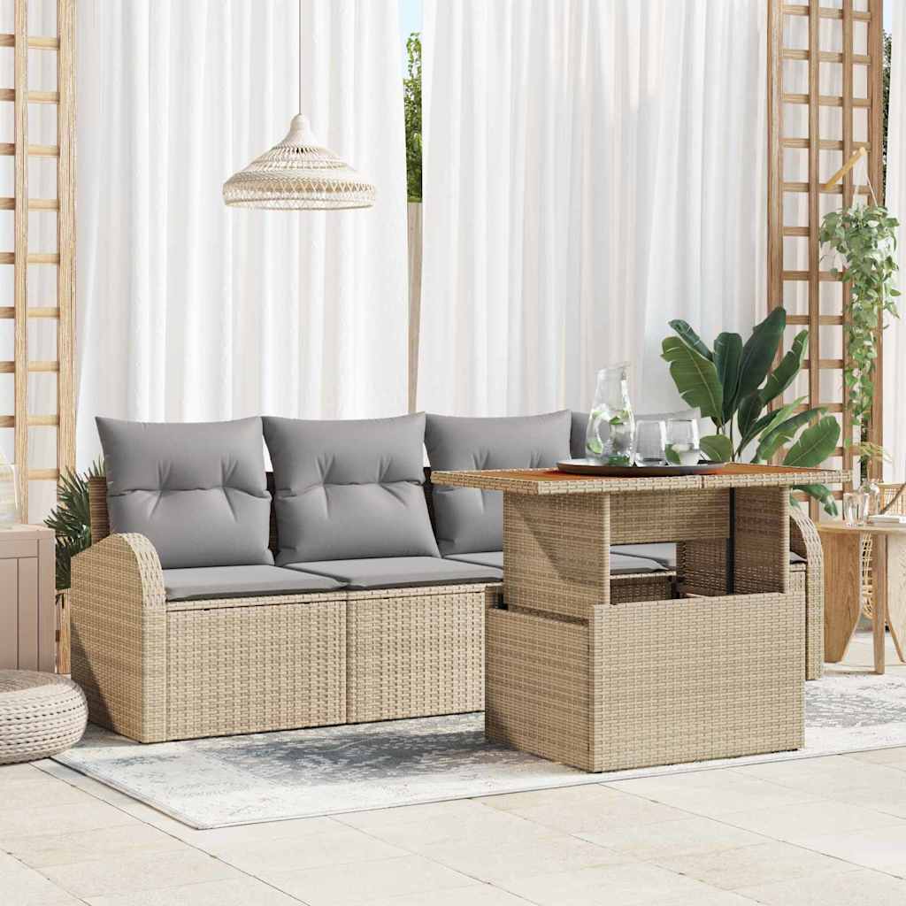 vidaXL Garten-Sofa-Set mit Kissen 5 pcs Beige und Hellgrau