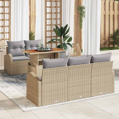 Garten-Sofa-Set mit Kissen 6 pcs Beige und Hellgrau
