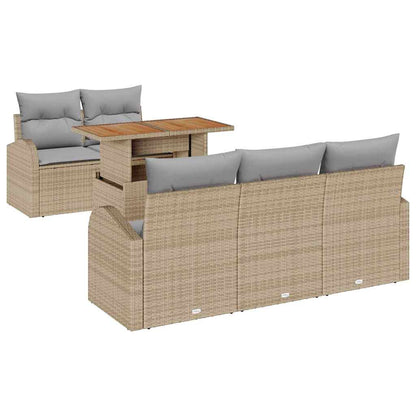 Garten-Sofa-Set mit Kissen 6 pcs Beige und Hellgrau
