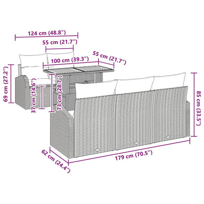 Garten-Sofa-Set mit Kissen 6 pcs Beige und Hellgrau