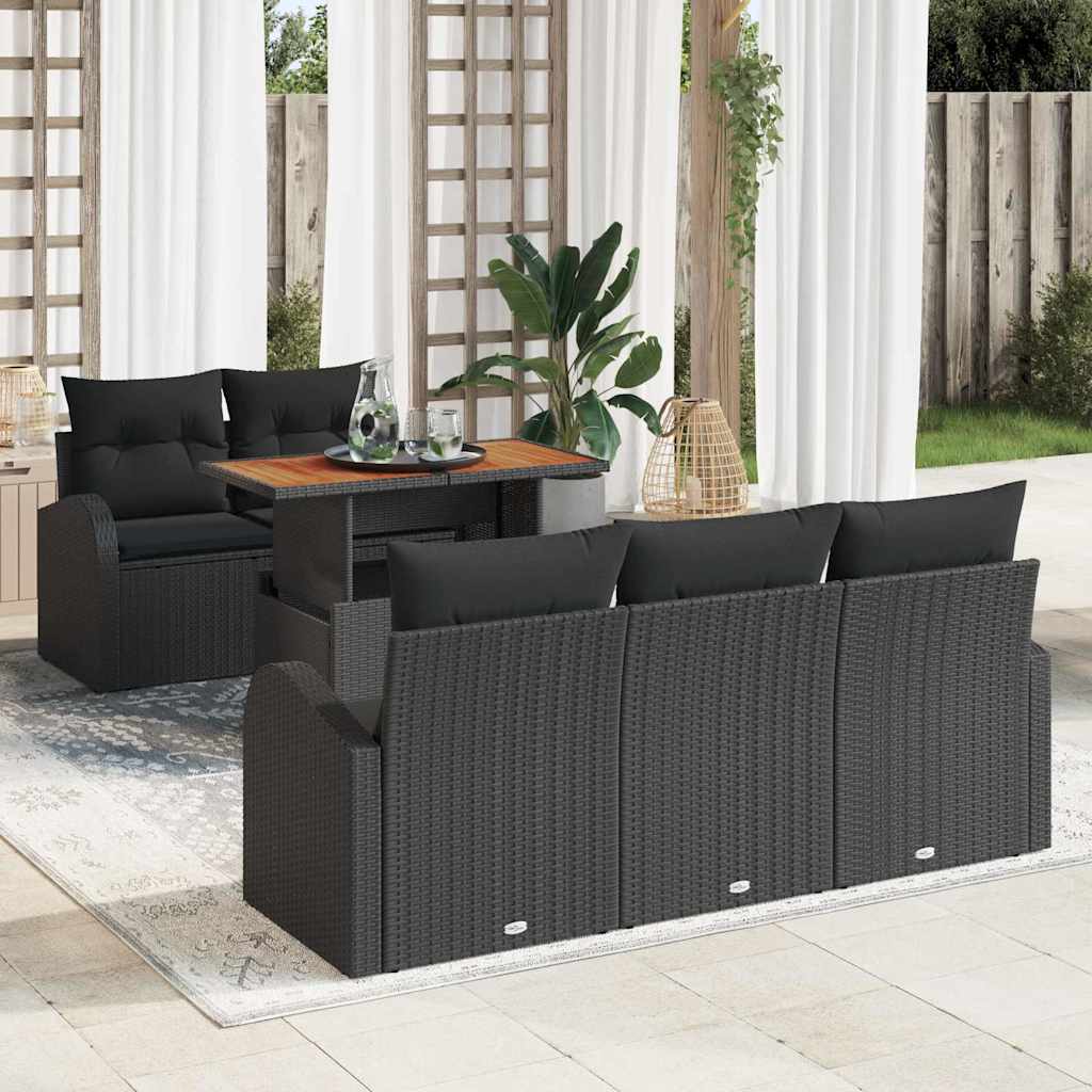 vidaXL Garten-Sofa-Set mit Kissen 6 pcs Schwarz
