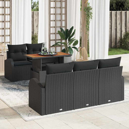 vidaXL Garten-Sofa-Set mit Kissen 6 pcs Schwarz
