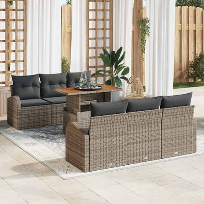 Garten-Sofa-Set mit Kissen 7 pcs Grau