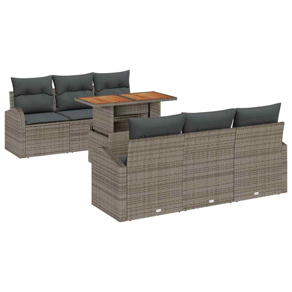 Garten-Sofa-Set mit Kissen 7 pcs Grau