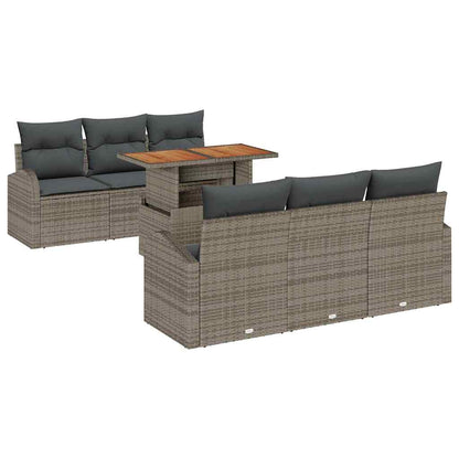 Garten-Sofa-Set mit Kissen 7 pcs Grau