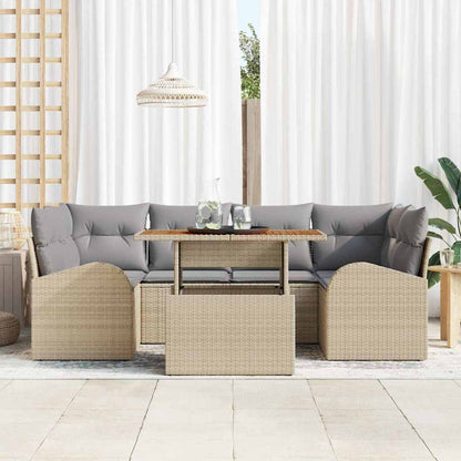 Garten-Sofa-Set mit Kissen 7 pcs Beige und Hellgrau