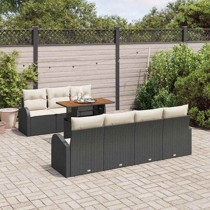 vidaXL Garten-Sofa-Set mit Kissen 8 pcs Schwarz und Creme