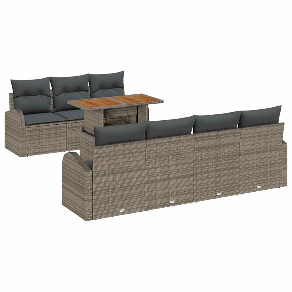 Garten-Sofa-Set mit Kissen 8 pcs Grau