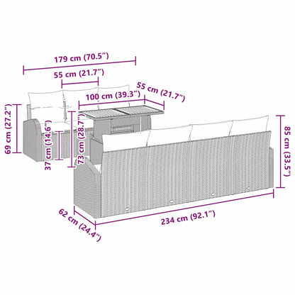 Garten-Sofa-Set mit Kissen 8 pcs Grau