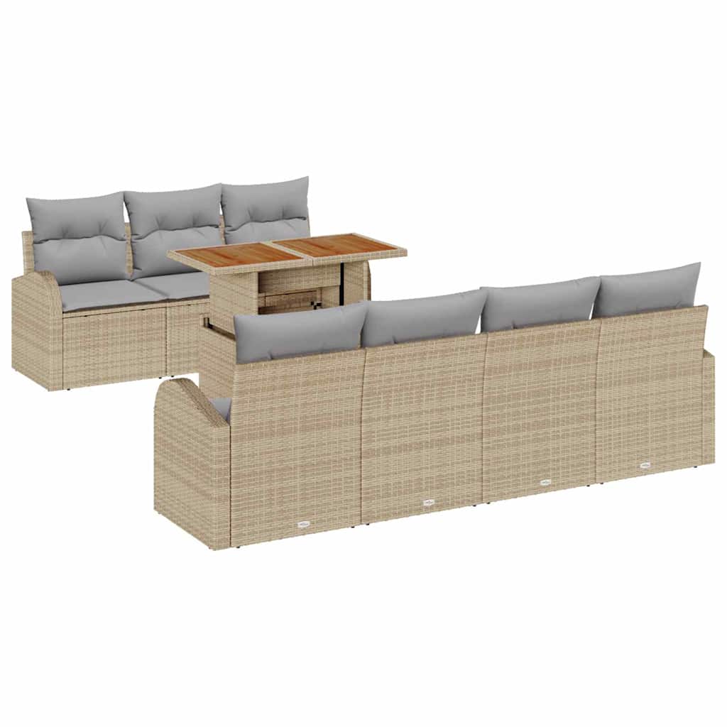Garten-Sofa-Set mit Kissen 8 pcs Beige und Hellgrau
