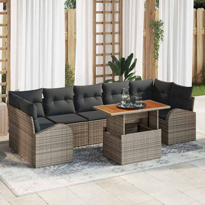 Garten-Sofa-Set mit Kissen 8 pcs Grau