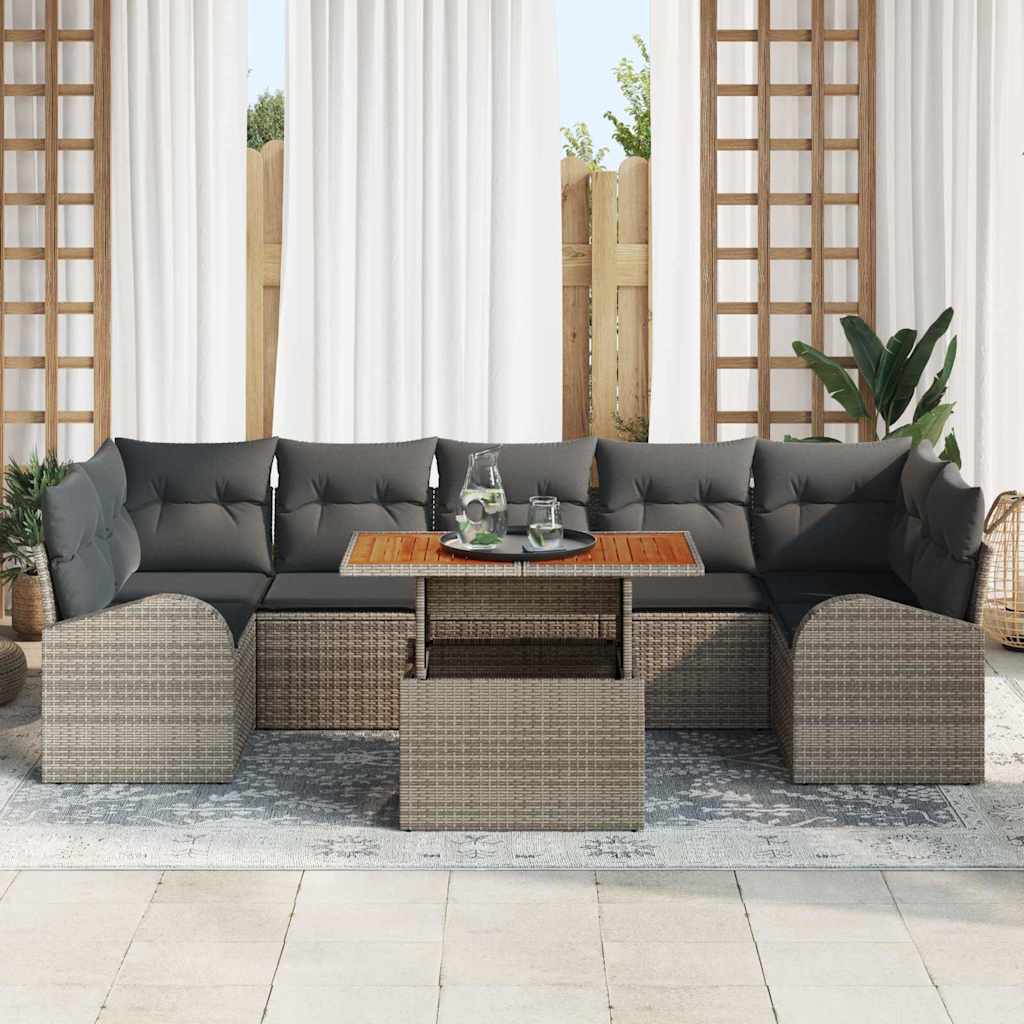 Garten-Sofa-Set mit Kissen 8 pcs Grau