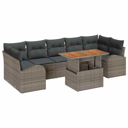 Garten-Sofa-Set mit Kissen 8 pcs Grau