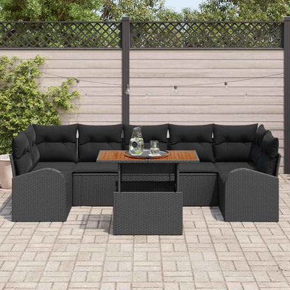 Garten-Sofa-Set mit Kissen 8 pcs Schwarz