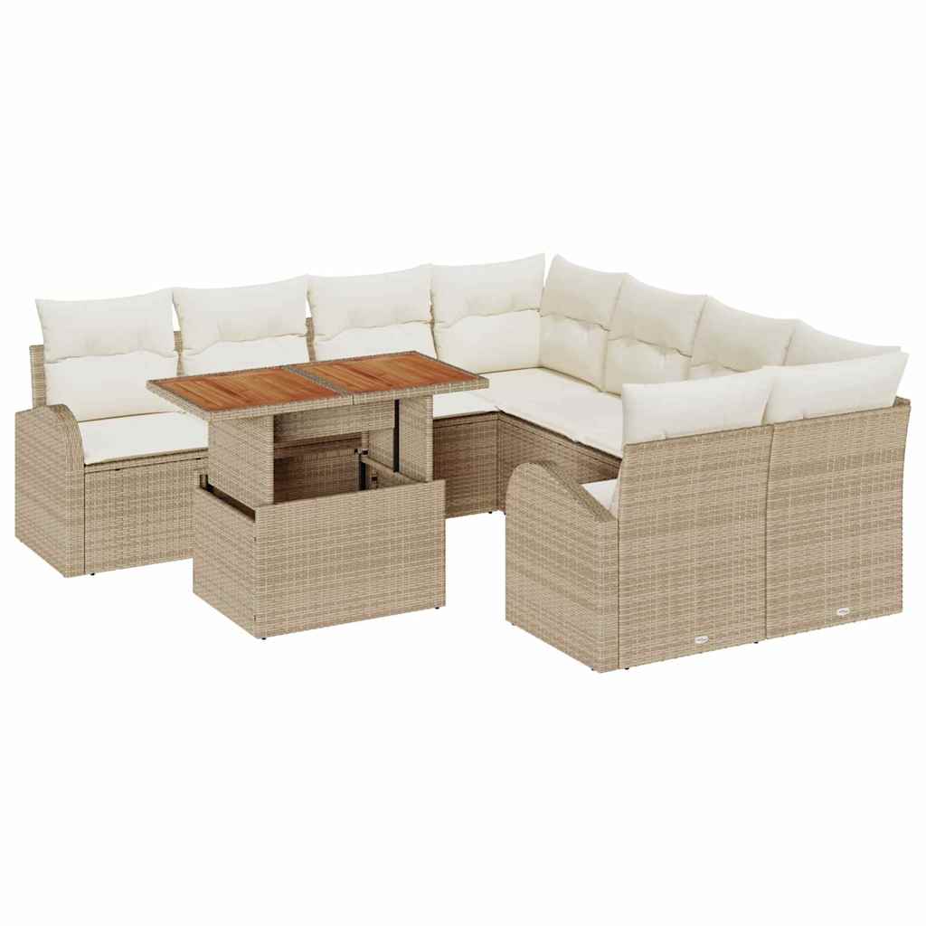 Garten-Sofa-Set mit Kissen 9 pcs Beige und Creme