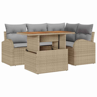 Garten-Sofa-Set mit Kissen 5 pcs Beige und Hellgrau