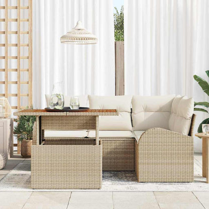 vidaXL Garten-Sofa-Set mit Kissen 5 pcs Beige und Creme